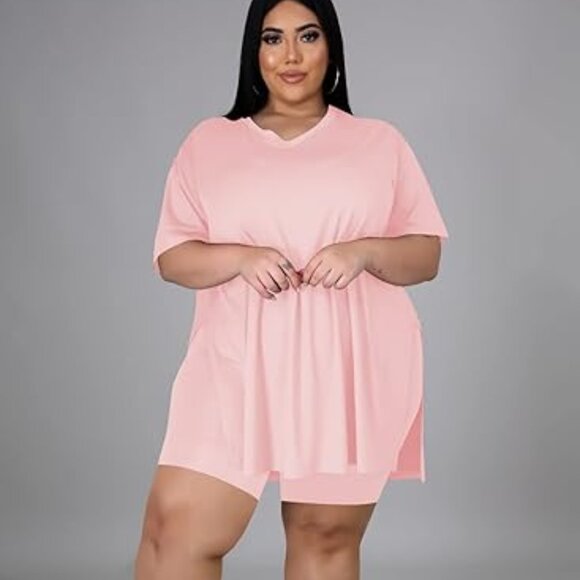 Amazon Tops - Women's 2Pcs Outfits Loungewear Sets Summer Oversized T Shirts Shorts Sweatsuits